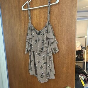 Torrid Floral Ruffle Top in Gray